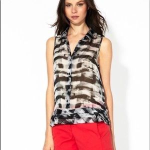 Theory ‘Masida’ Silk Cubist Plaid Blouse